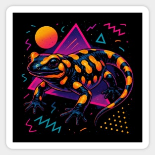 Retro Neon Fire Salamander Sticker